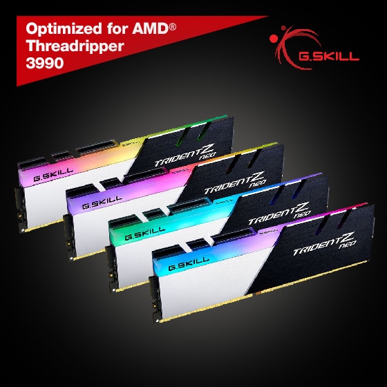 G.Skill Trident Z Neo Series RGB 128GB (4 x 32GB) DDR4-3200 PC4-25600 CL16 Quad Channel Memory Kit F4-3200C16D-128GTZN - Black