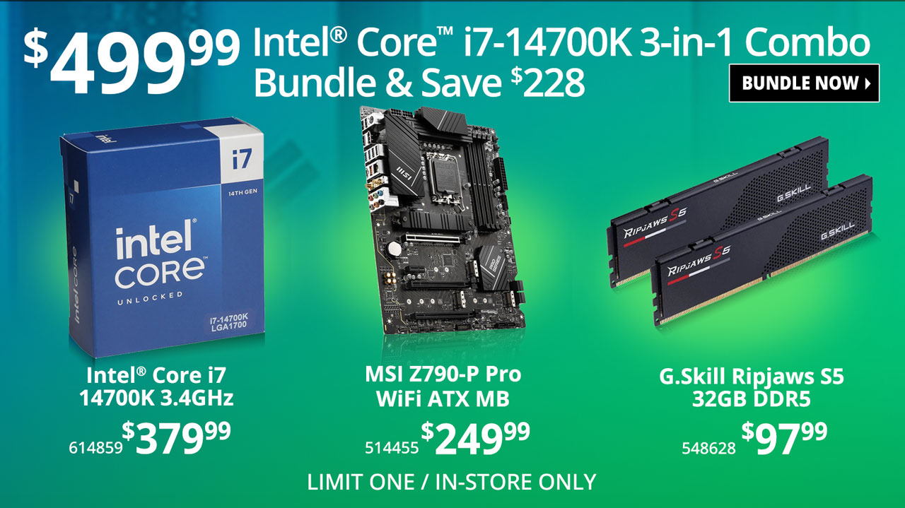$449 Intel i7-14700K, MSI Z790-P, and 32GB DDR5 3-1 Combo! - Micro Center