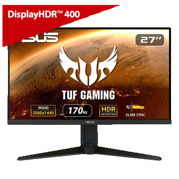 ASUS TUF Gaming VG27AQL1A 27 in QHD 2560 x 1440 170Hz Free-Sync/G-Sync IPS LED Monitor with DP
