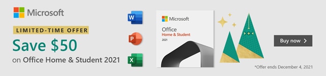 Microsoft Limited-Time Offer Save $50 on Office Home and Student 2021. Buy now