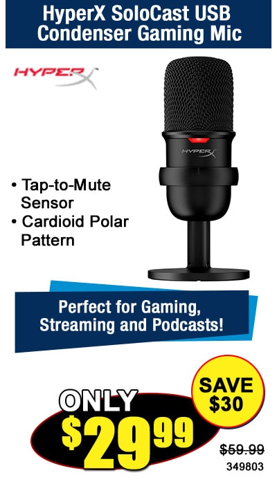 HyperX SoloCast – USB Condenser Gaming Microphone - White; Tap-to-Mute  Sensor; Cardioid Polar Pattern; For Gaming, - Micro Center